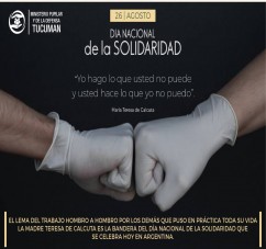 EL MINISTERIO PUPILAR Y DE LA DEFENSA IMPULSA EL LEMA DE LA MADRE TERESA DE CALCUTA EN EL DIA DE LA SOLIDARIDAD
