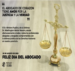 EL MINISTERIO PUPILAR Y DE LA DEFENSA SALUDO A LOS ABOGADOS Y ABOGADAS EN SU DIA
