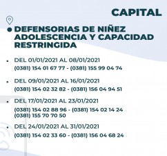 EL MINISTERIO PUPILAR Y DE LA DEFENSA DIO A CONOCER LOS TELEFONOS DE CONTACTO CON LAS DEFENSORIAS OFICIALES DURANTE LA FERIA JUDICIAL