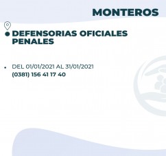 EL MINISTERIO PUPILAR Y DE LA DEFENSA DIO A CONOCER LOS TELEFONOS DE CONTACTO CON LAS DEFENSORIAS OFICIALES DURANTE LA FERIA JUDICIAL